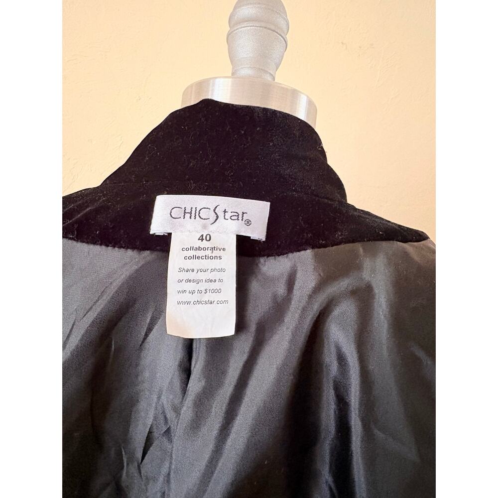 Chic Star Black Velvet Lace Trim Corset Back Whimsy Gothic Blazer Jacket M - Picture 10 of 10